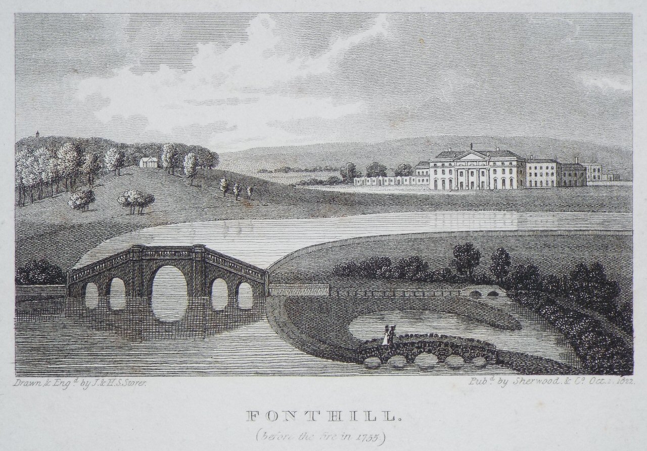 Print - Fonthill Abbey (before the fire in 1755) - Storer